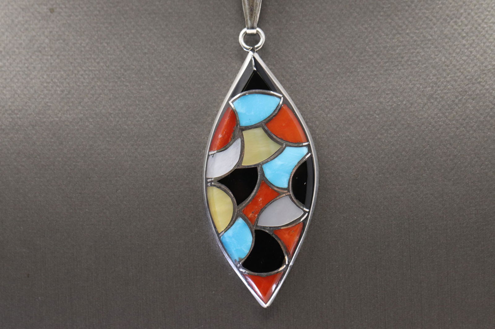 Native American Zuni Handmade Multi-Color Inlay Pendant (1 of 3)