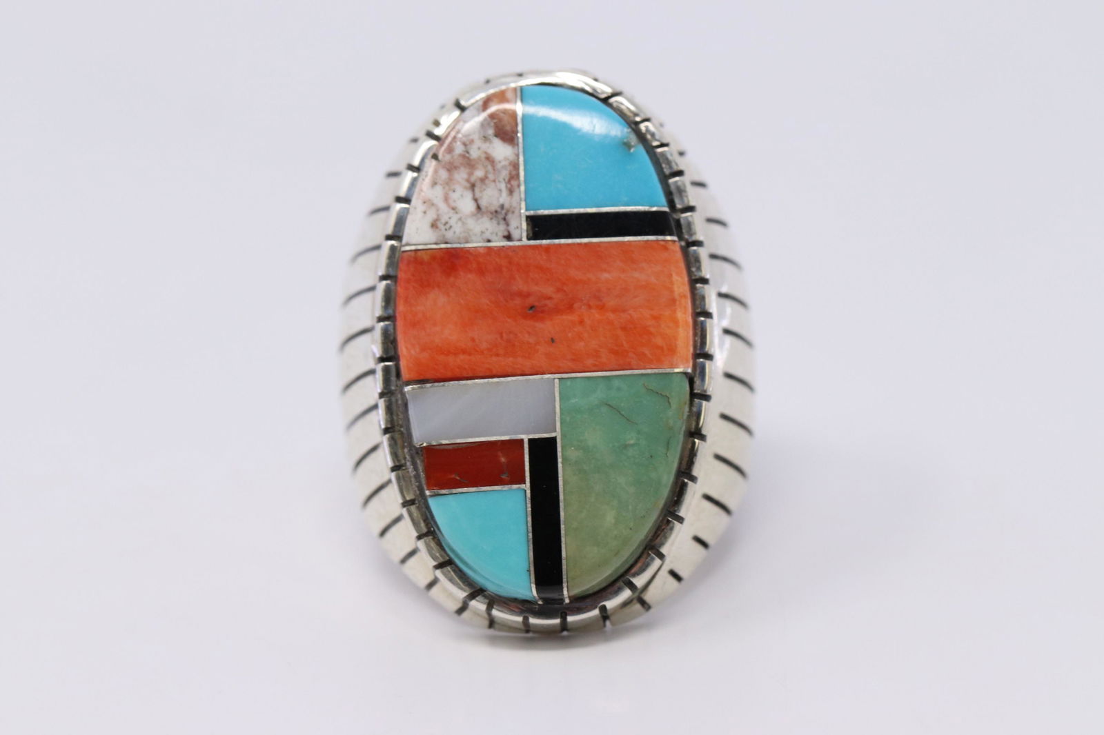 Native American Mens Sterling Turquoise Multi Stone (1 of 3)