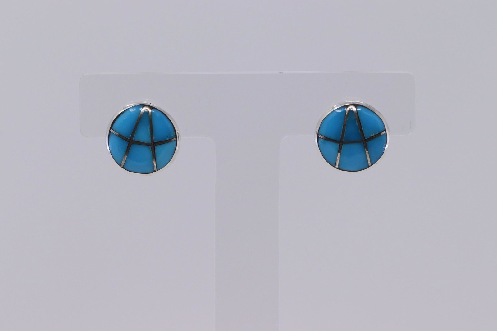 Native American Zuni Turquoise Earrings Handmade: This is a Native American Zuni Turquoise Earrings Handmade Sterling Silver By Lori Kalestewa.