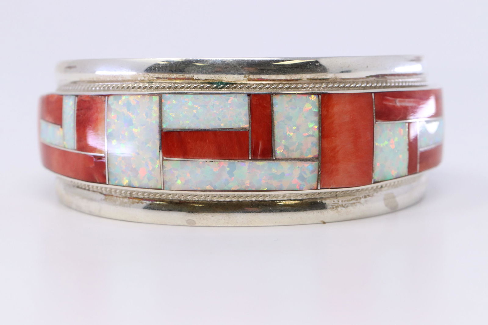Native American Zuni Opal Sterling Silver Bracelet (1 of 4)