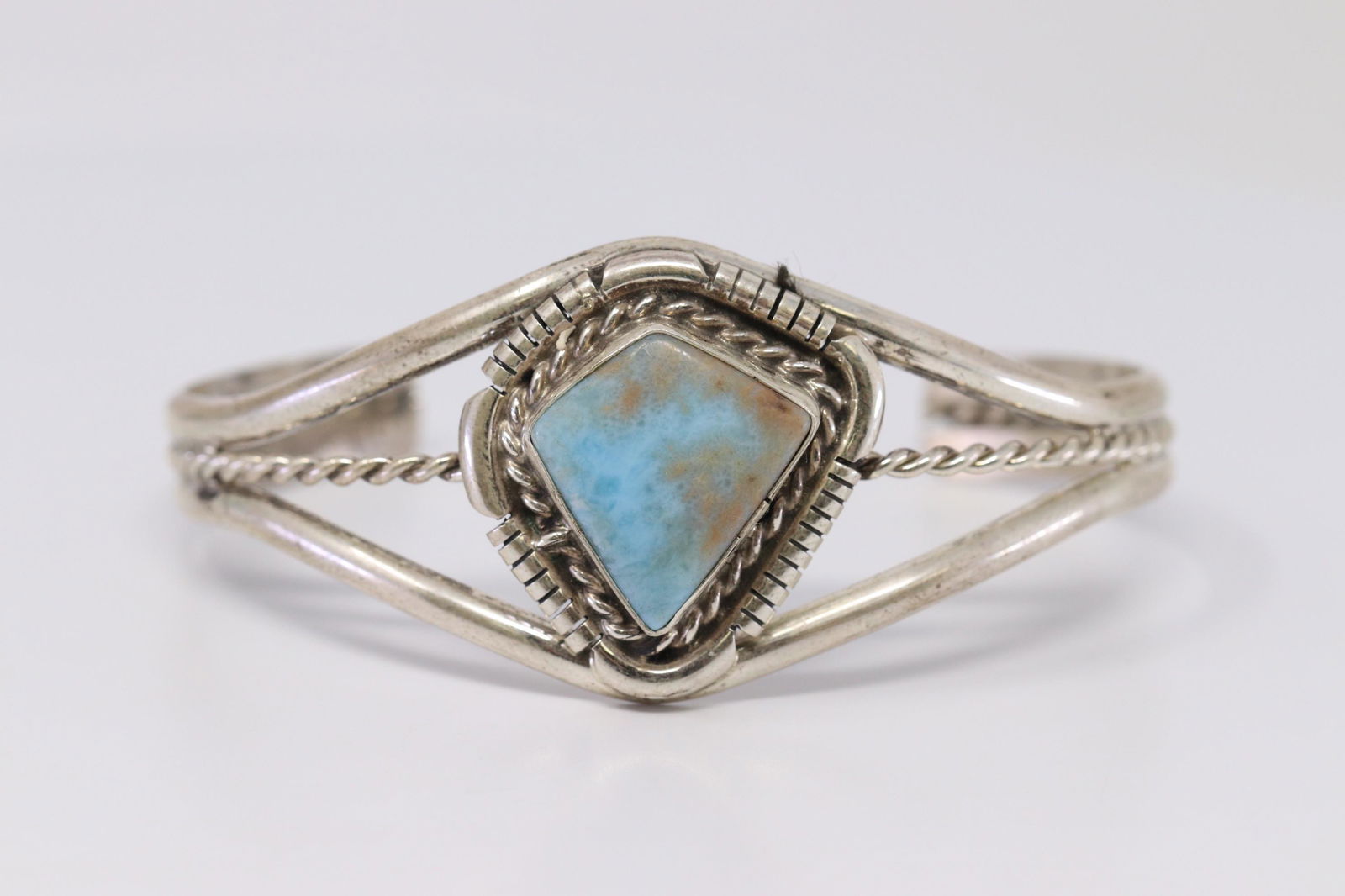 Navajo Betta Lee Larimar Cuff Bracelet Sterling Silver (1 of 3)