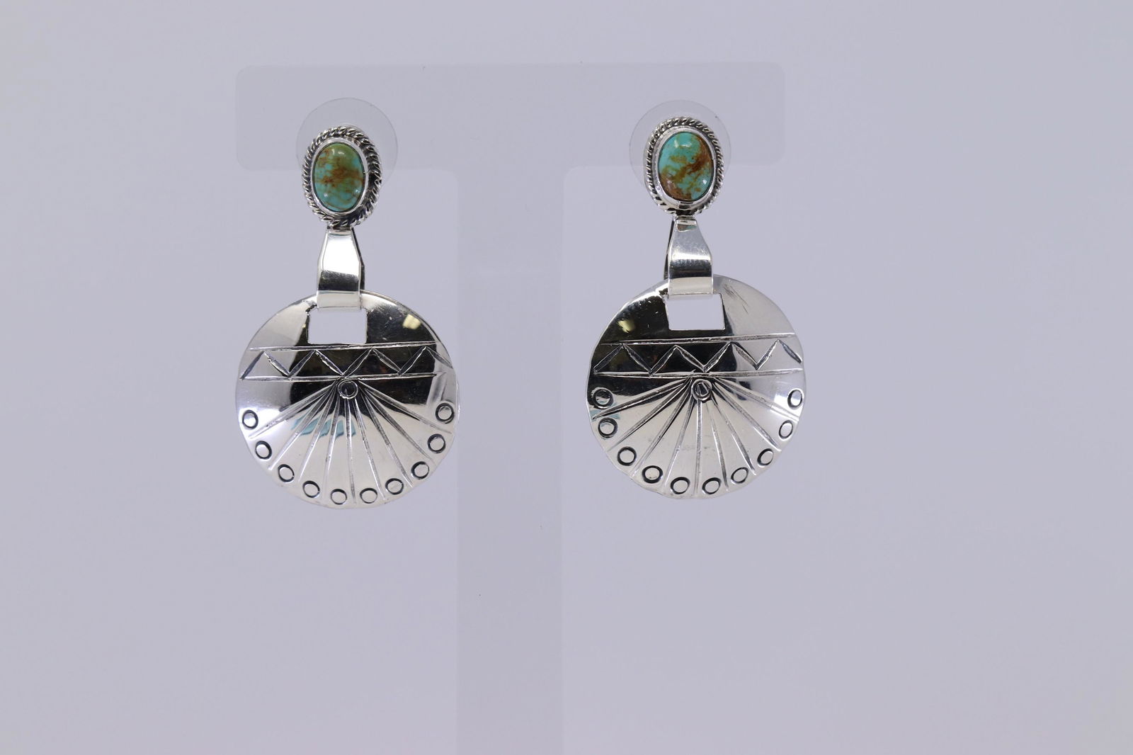 Native American Sterling Silver and Turquoise Earrings (1 of 5)