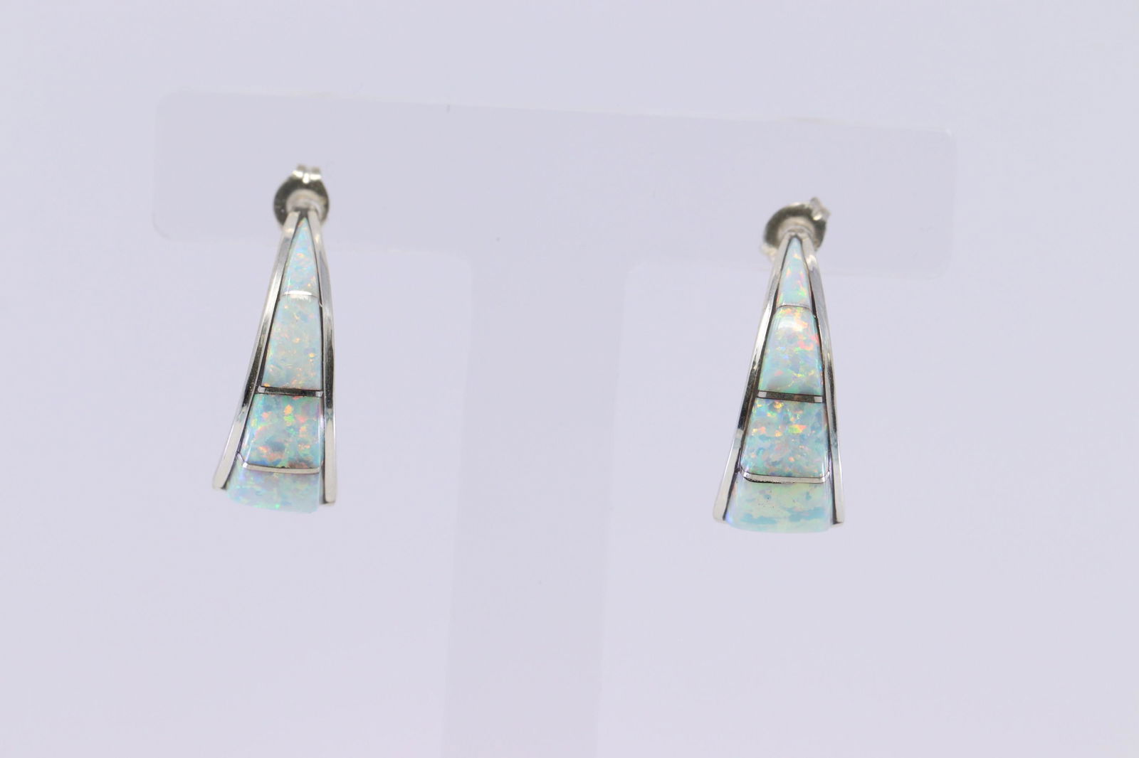 Zuni Sterling Silver Opal Handmade Post Earrings By (1 of 3)