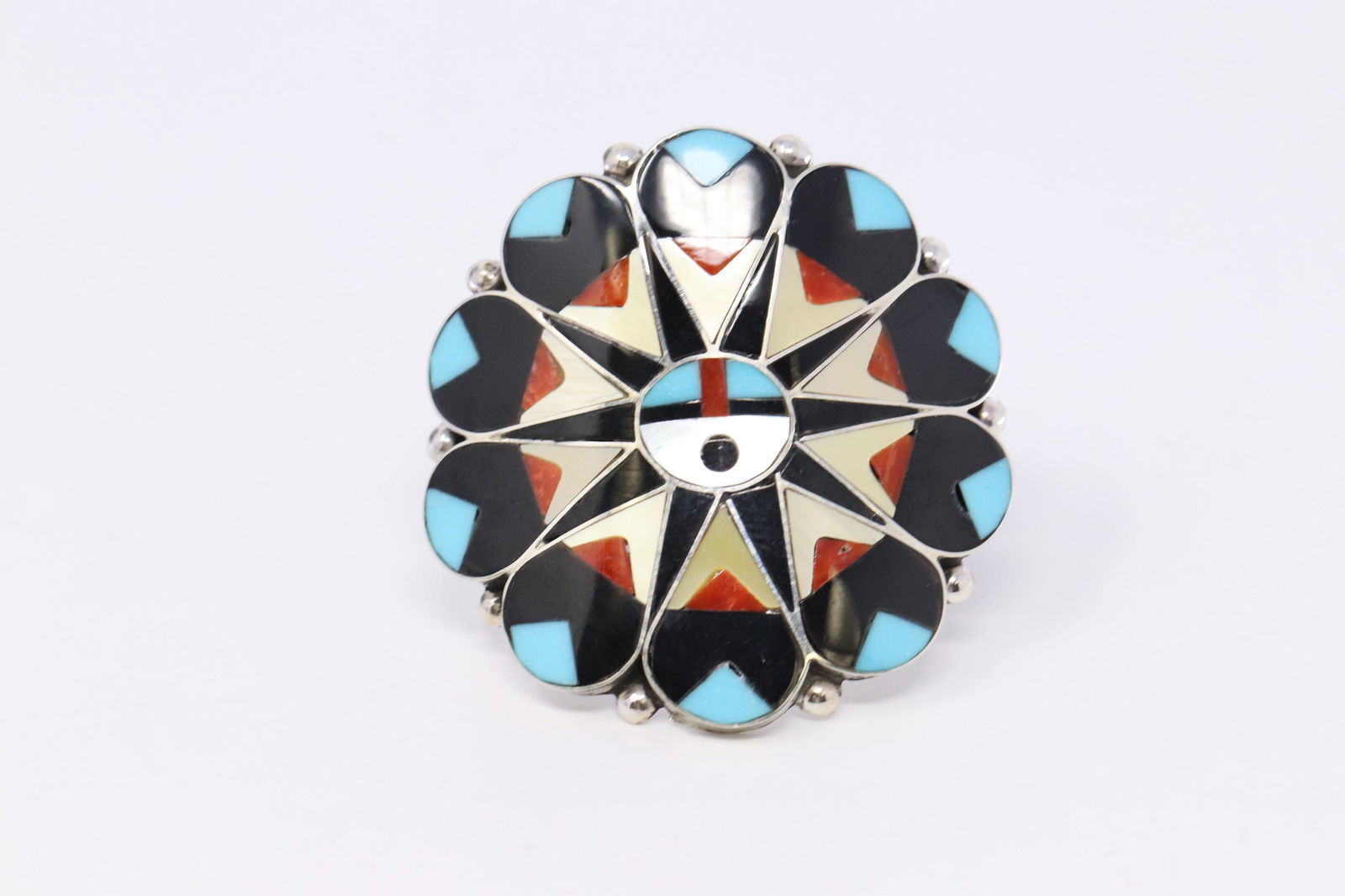 Native American Zuni Handmade Inlay Ring By Delvin (1 of 4)