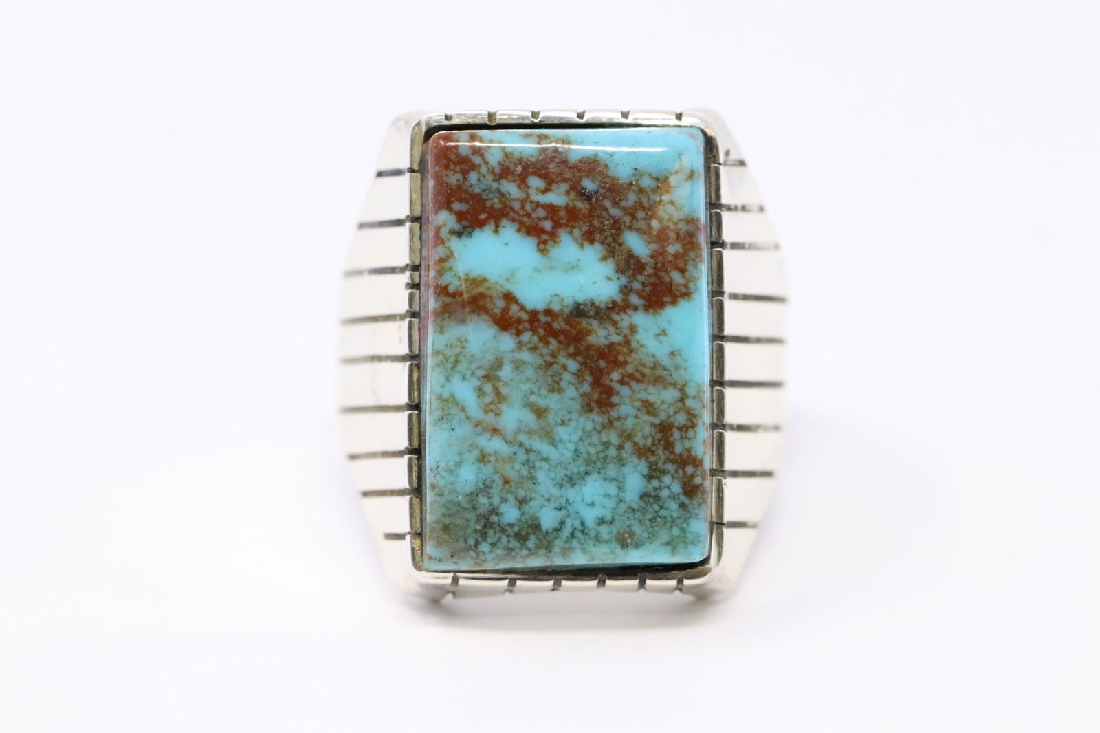 Navajo Native American Sterling Silver Square Turquoise (1 of 3)