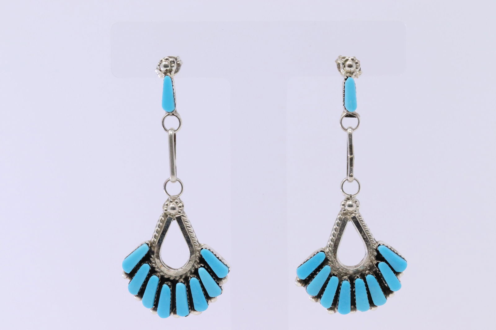 Zuni Turquoise & Sterling Silver Earrings By Carlene (1 of 3)