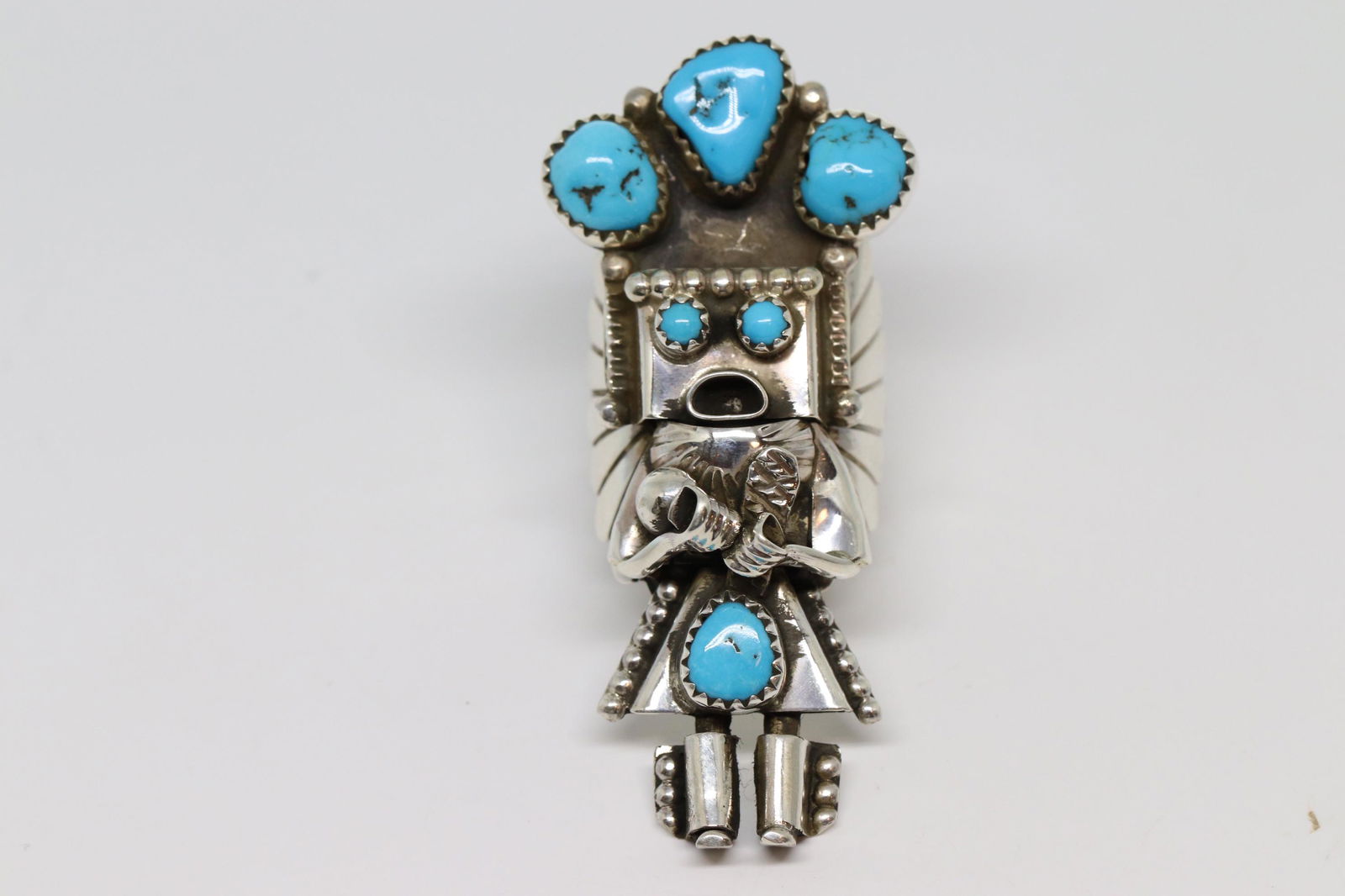 Turquoise Yei Kachina Sterling Silver Navajo Ring Doris (1 of 4)