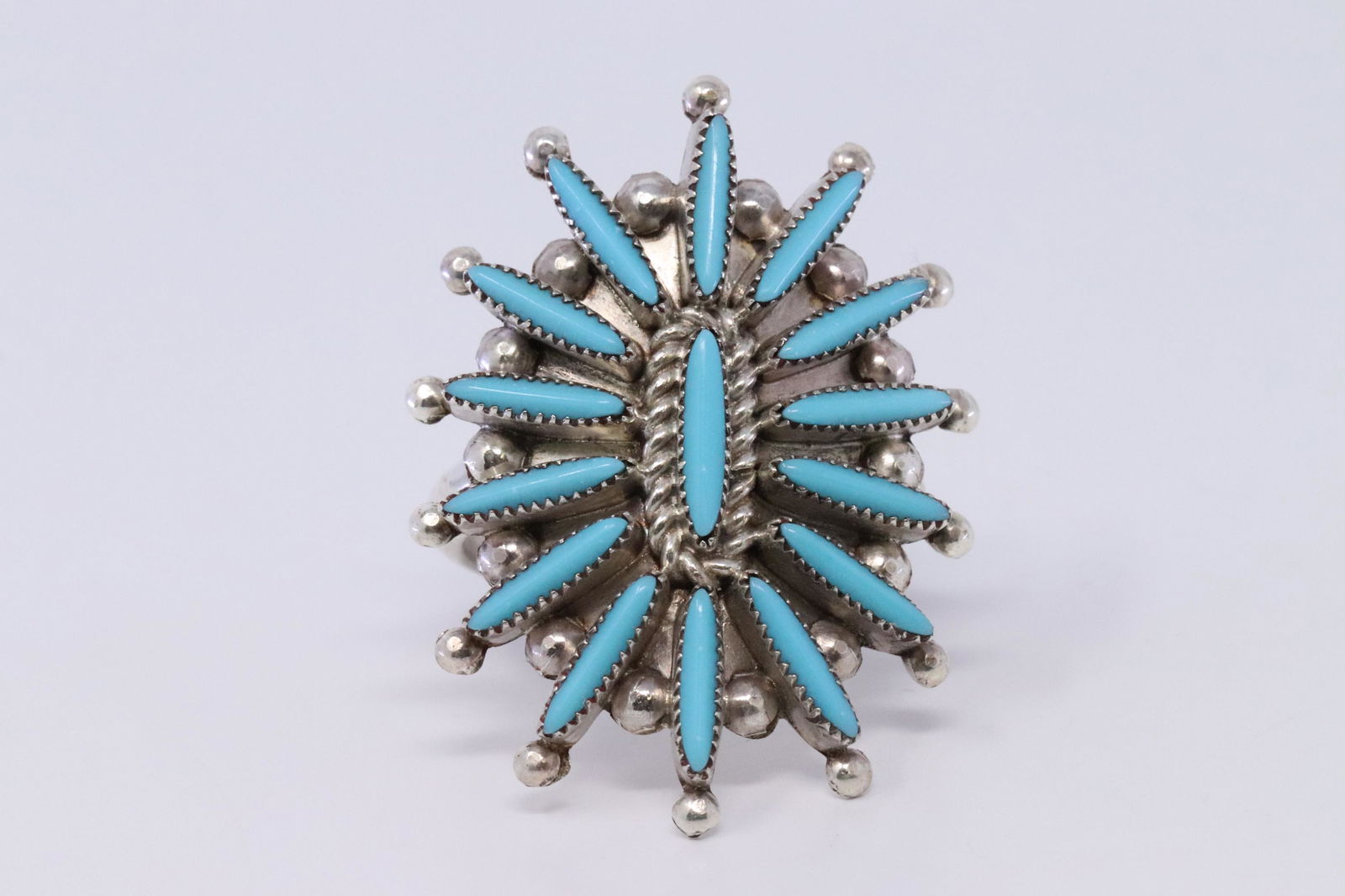 Native American Zuni Needlepoint Turquoise Ring (1 of 3)