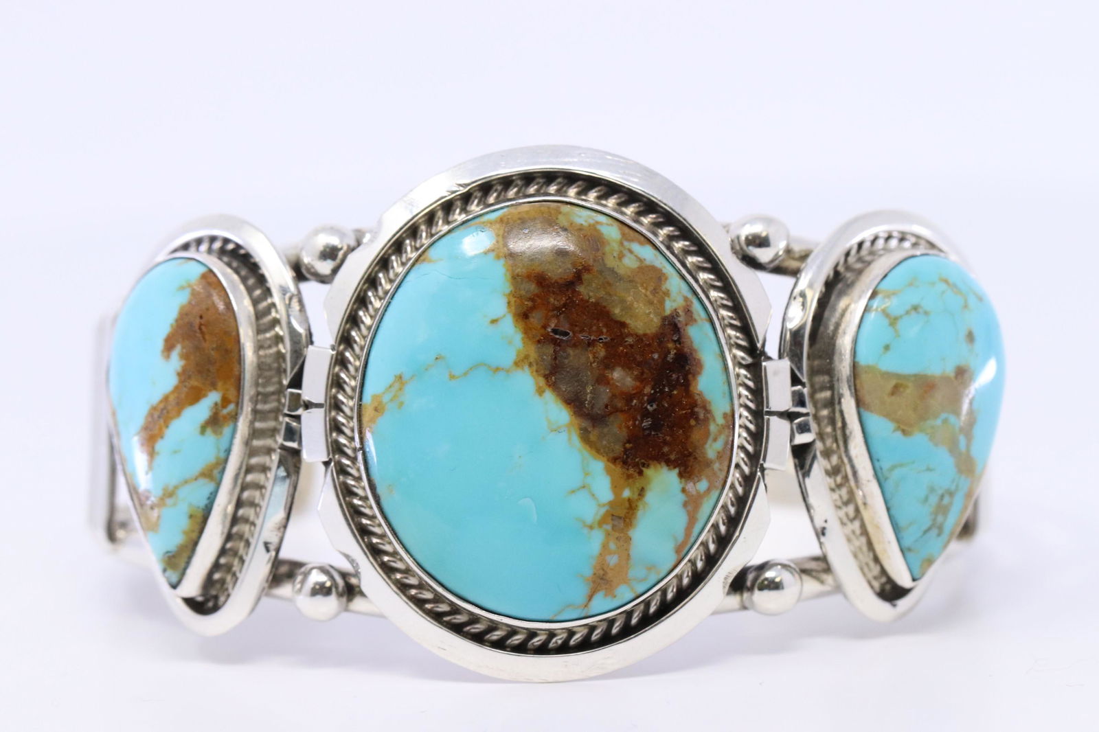 Navajo Sterling Silver Handmade Kingman Turquoise (1 of 4)