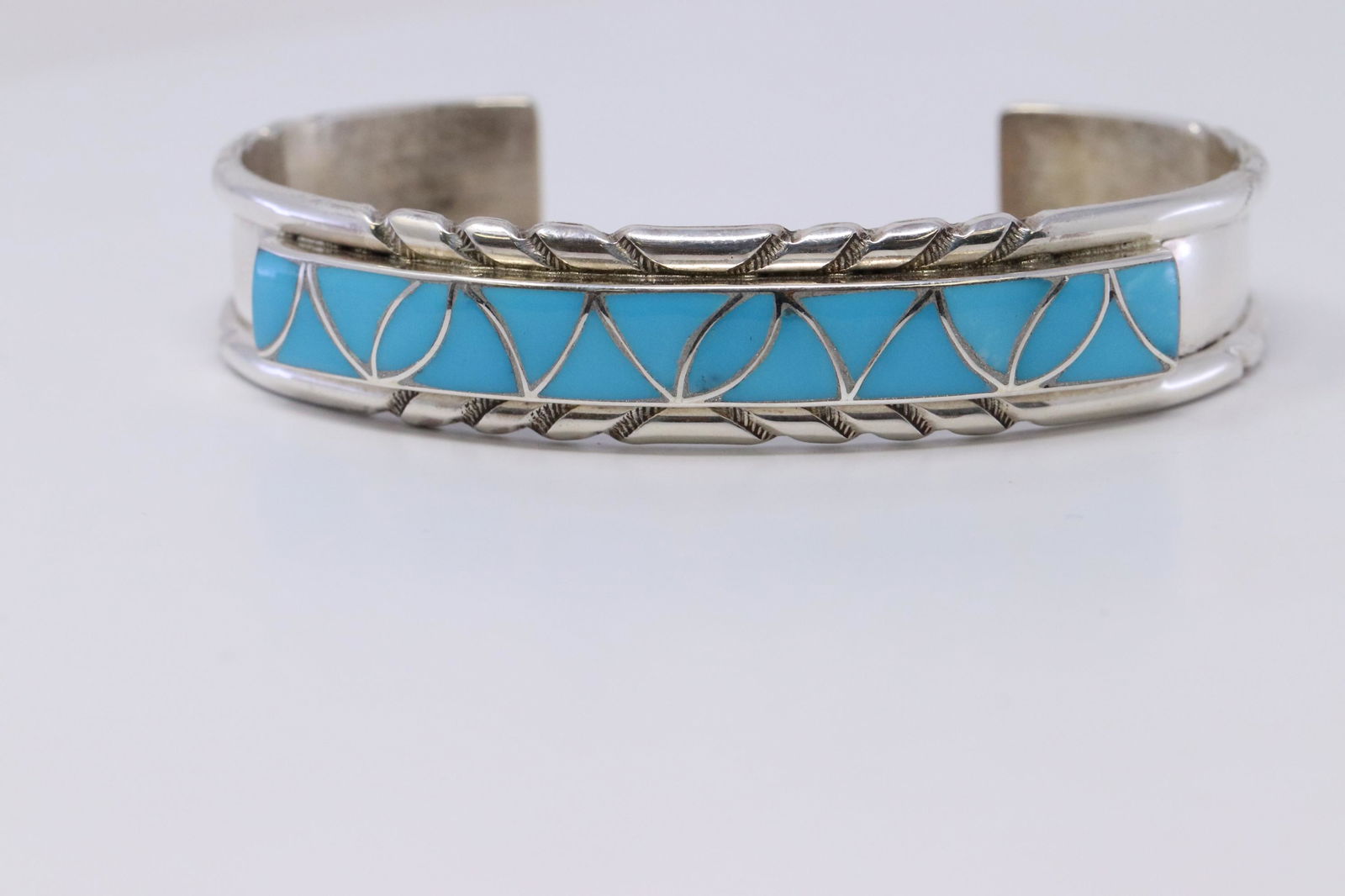 Native American Zuni Handmade Sterling Silver Turquoise (1 of 4)