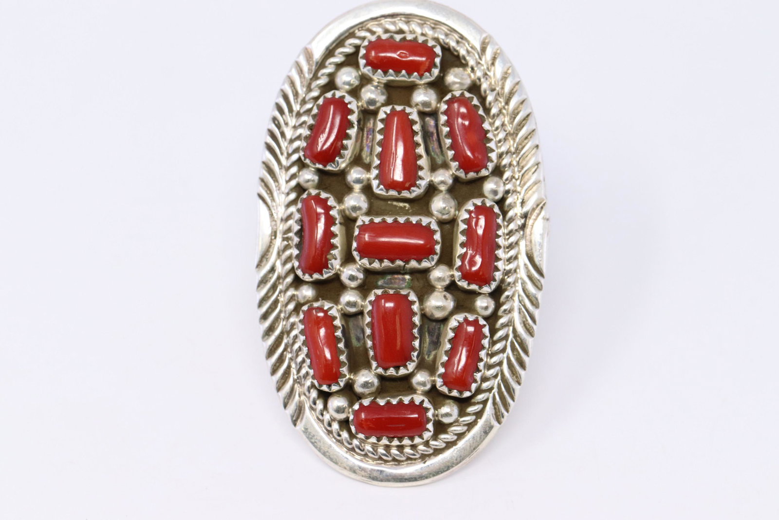 Native American Navajo Handmade Coral Ring By Marlene (1 of 4)