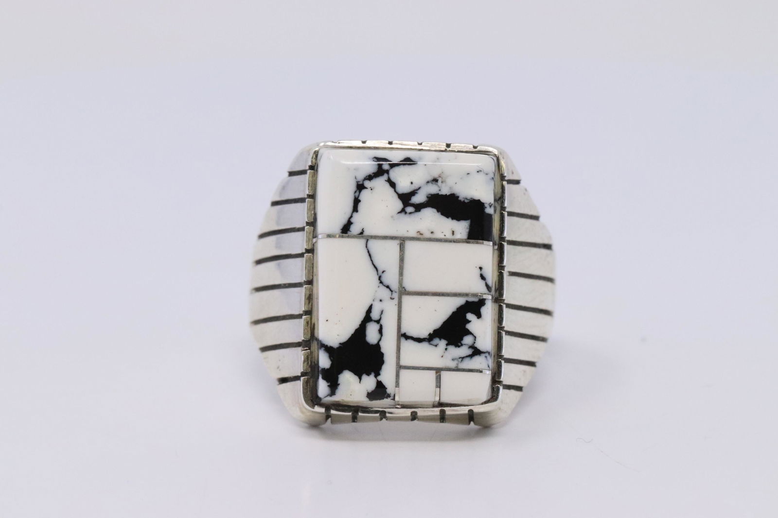 Native American Navajo White Buffalo Turquoise Inlay (1 of 4)