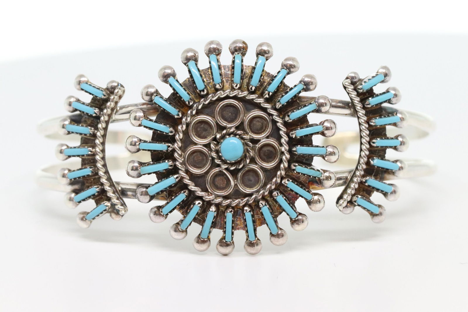 Zuni Sterling Silver Turquoise Needlepoint Cluster (1 of 3)