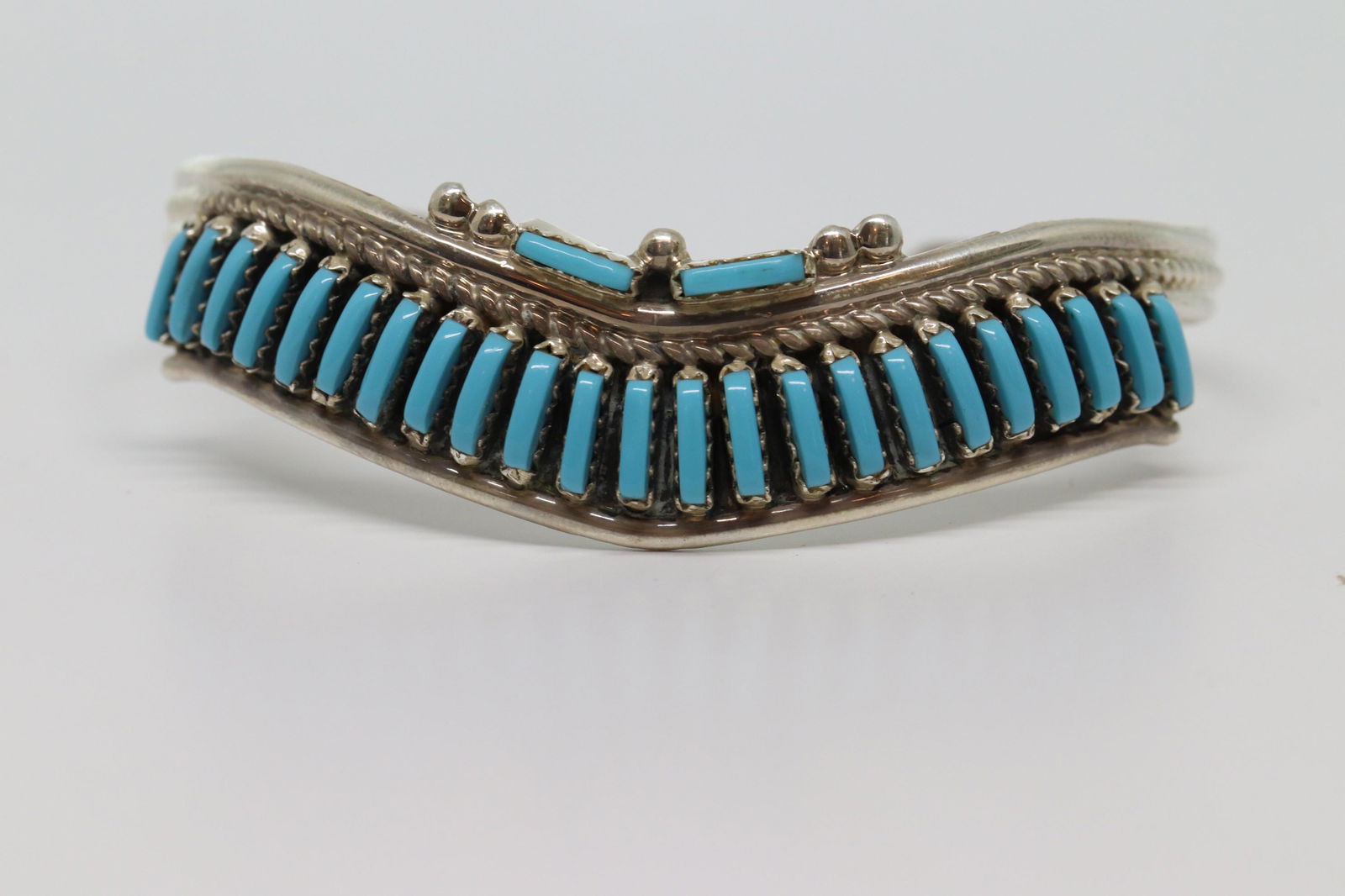 Vintage Zuni Sterling Silver Petit Point Turquoise (1 of 4)