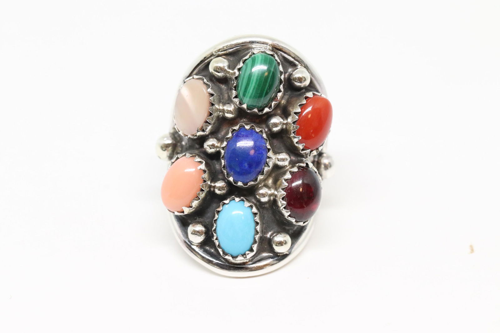 Native American Navajo Handmade Multi color Ring By: Native American Navajo Handmade Multi color Ring By Rebecca Dawes. Sterling silver. Size 6.00.