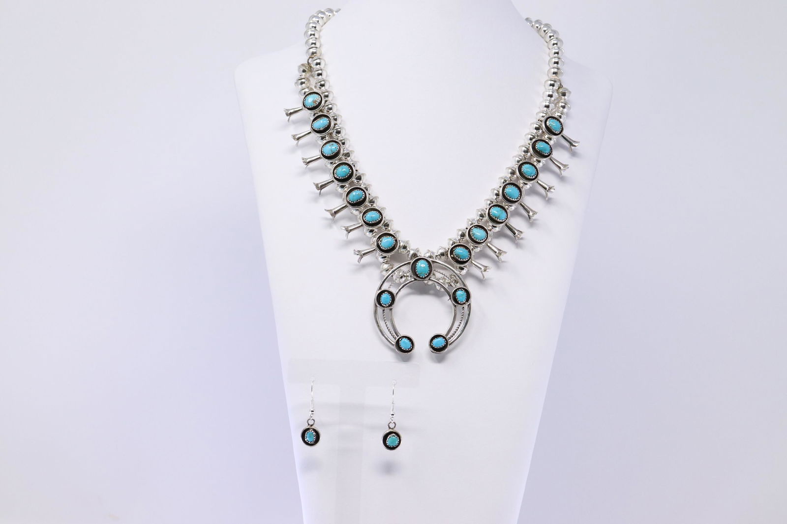 Native American Navajo Turquoise Squash Blossom & (1 of 5)