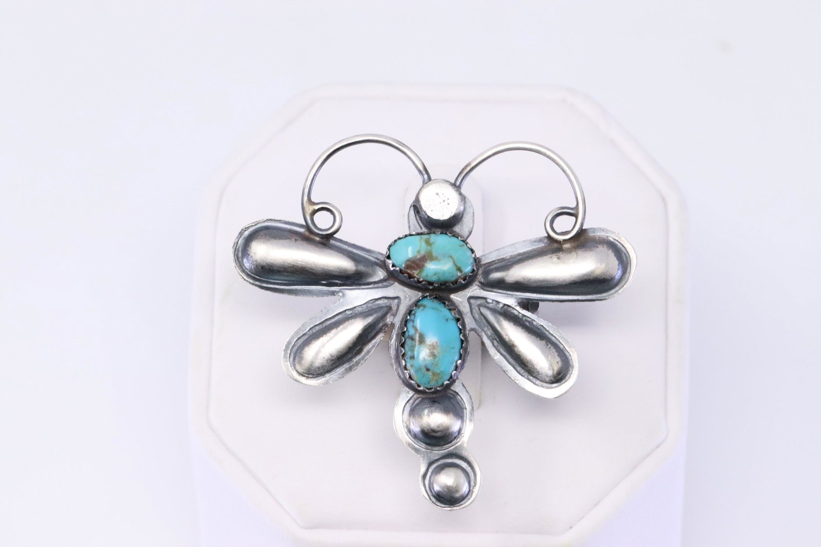 Native American Navajo Handmade Turquoise Butterfly: This is a Native American Navajo Handmade Turquoise Butterfly Ring By Tim Yazzie. Ring size is 9.00.