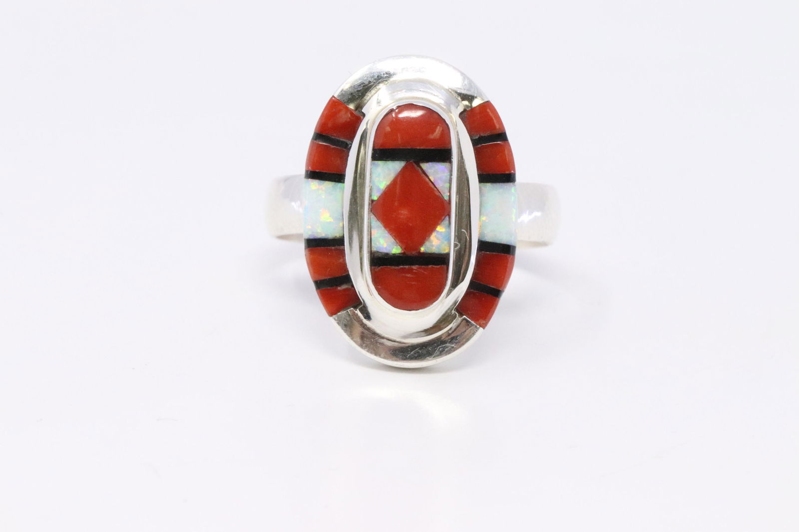 Native American Zuni Handmade Coral And Opal synthetic (1 of 4)