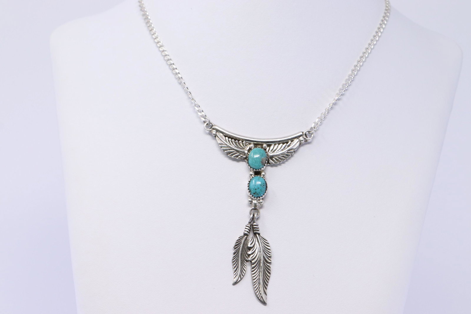 925 Silver Turquoise Feather Necklace. (1 of 3)