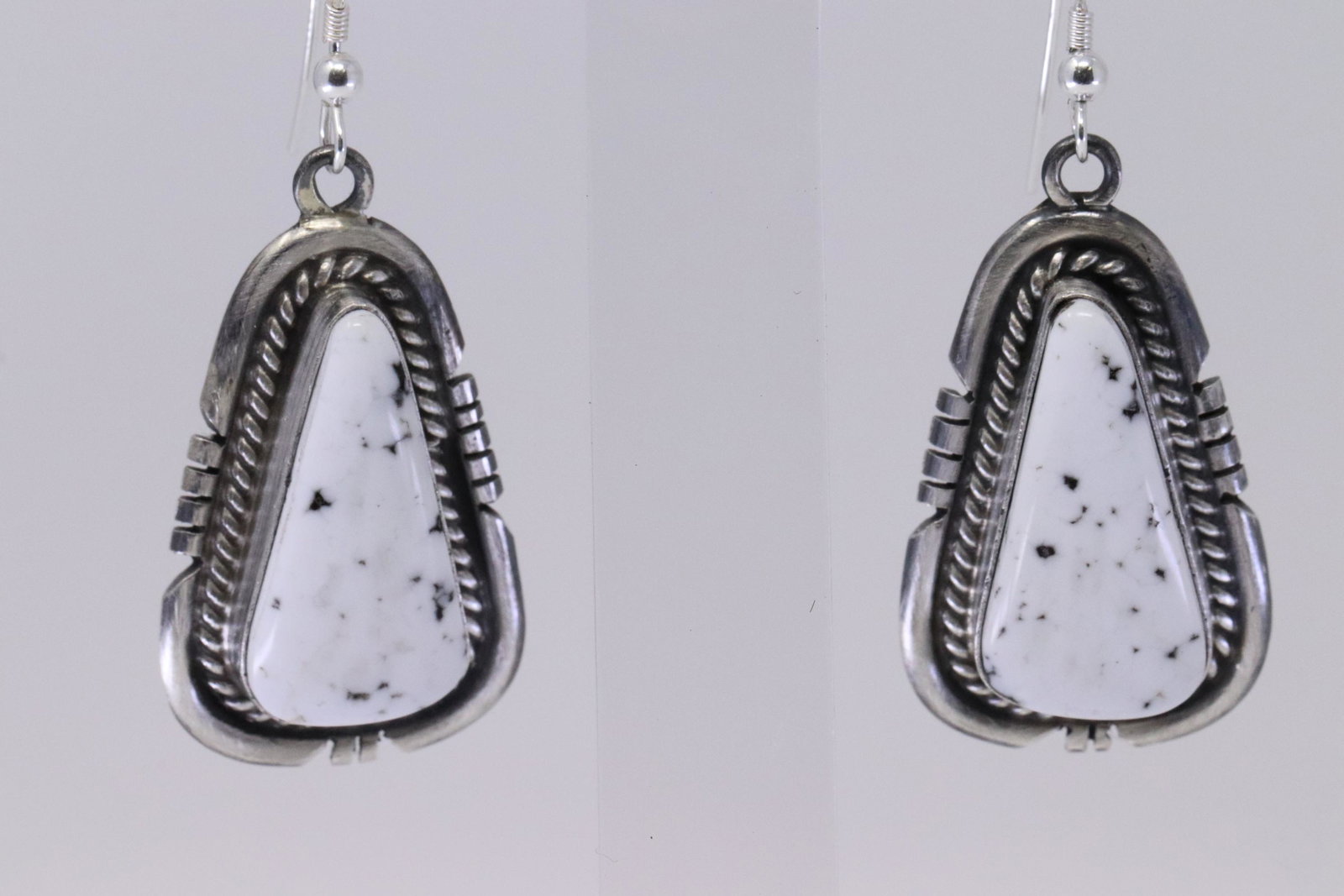 Native American Navajo Handmade Sterling Silver: This is a Native American Navajo Handmade Sterling Silver Magnesite Earrings by Elouise Kee.