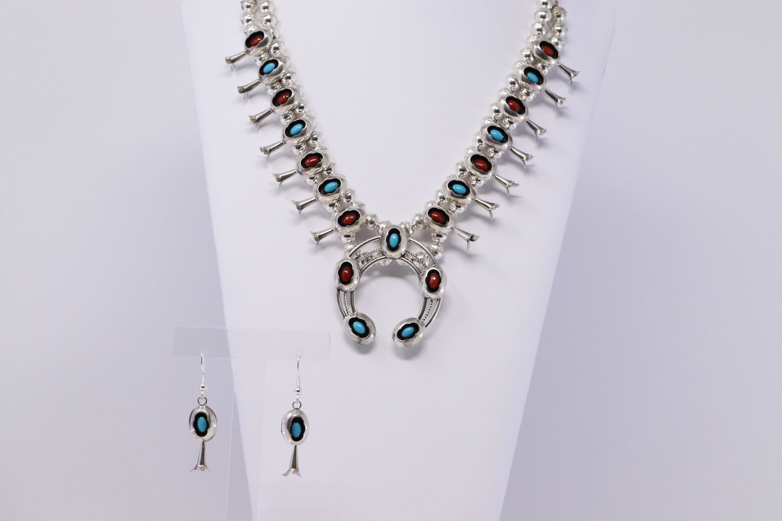 Native American Navajo Turquoise & Coral Sterling (1 of 6)