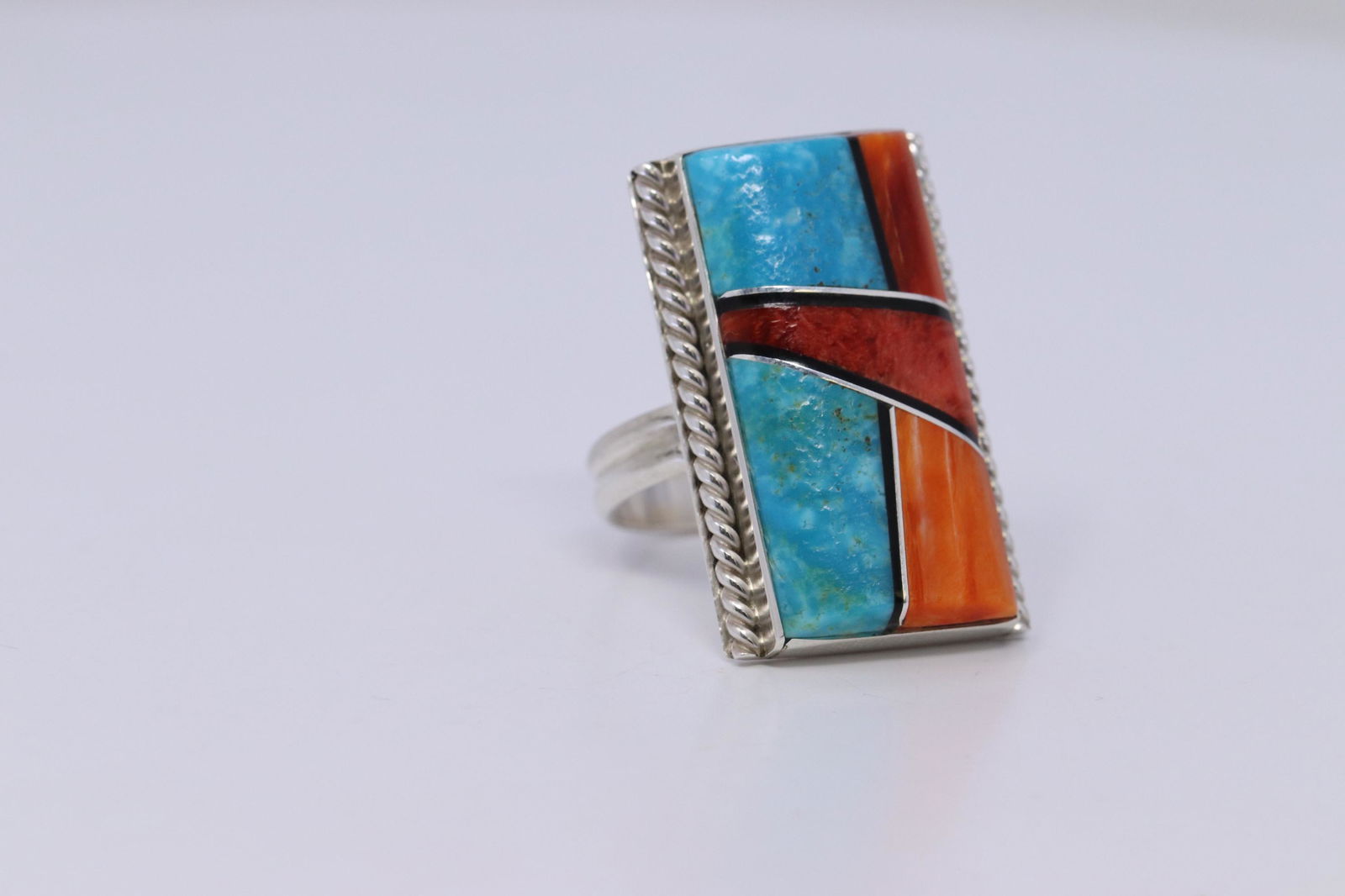Native Navajo Sterling Silver Multi Stone Inlay Ring By (1 of 2)