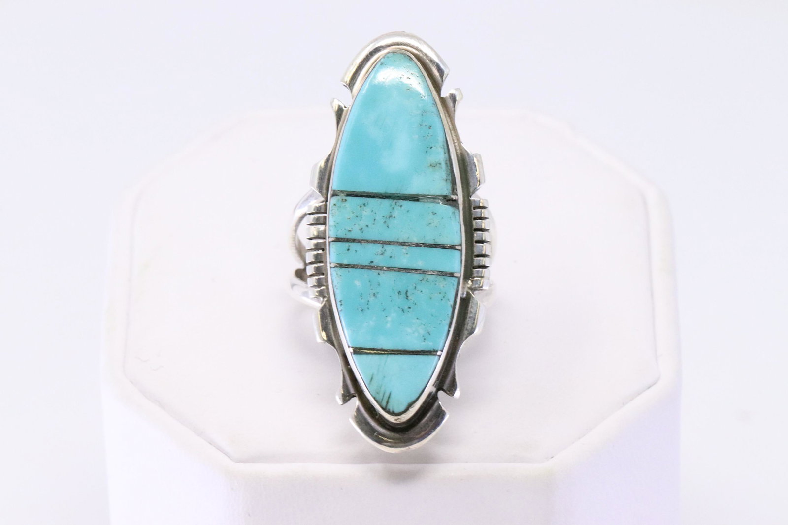 Native American Navajo Handmade Sterling Silver: This is a Native American Navajo Handmade Sterling Silver Turquoise Ring by Steve Francisco. Ring Size is 8.00