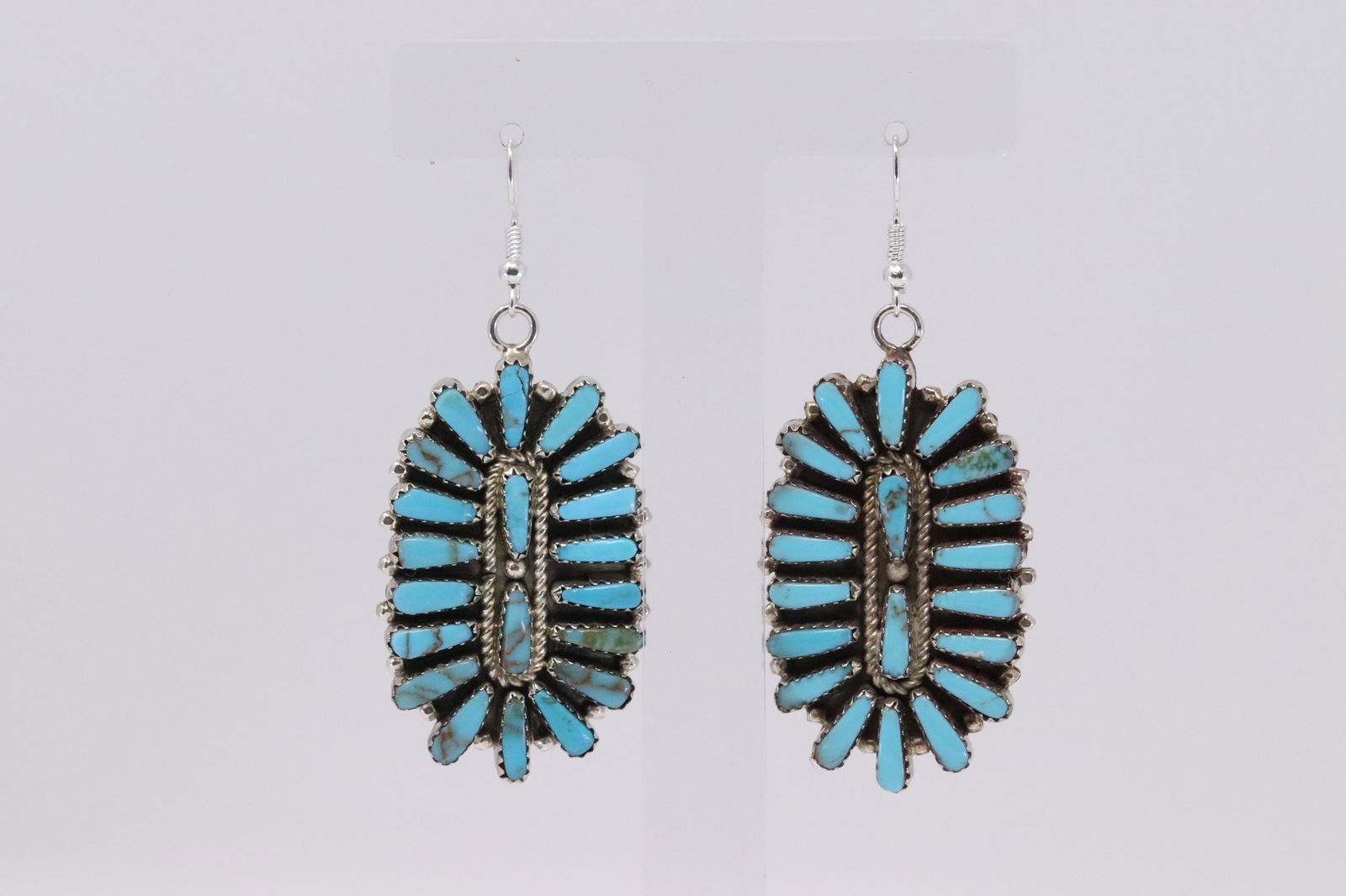 Native American Navajo Handmade Turquoise Sterling: This is a Native American Navajo Handmade Turquoise Sterling Silver Turquoise Cluster by Martin Byjoe. Earrings Length is 2.50