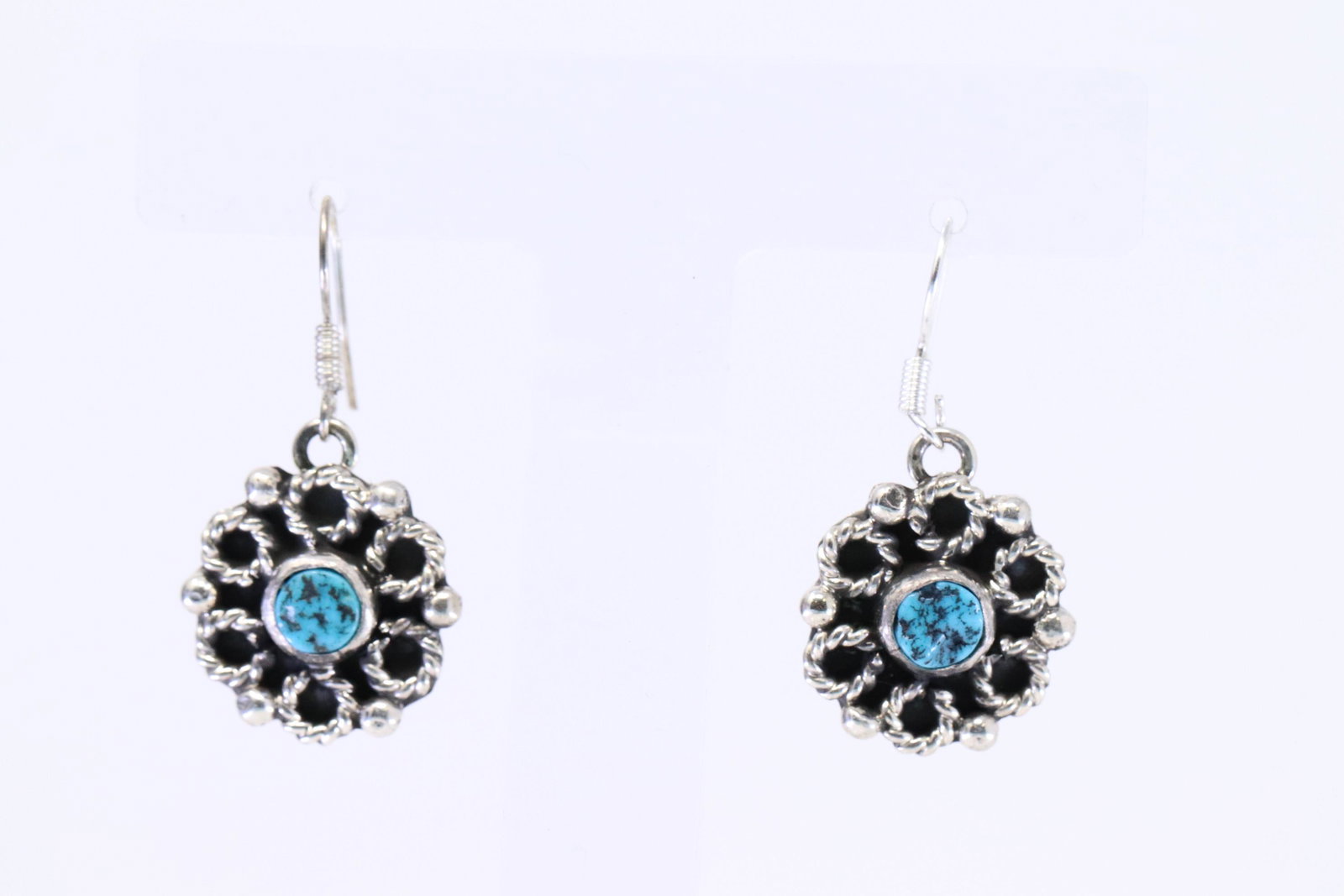 Native American Navajo Handmade Turquoise Earring's By: This is a Native American Navajo Handmade Turquoise Earring's By Perry. REF:C7643Gy621