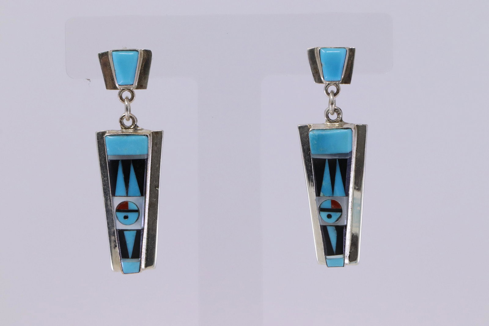Native American Zuni Handmade Sterling Silver Turquoise: This is a Native American Zuni Handmade Sterling Silver Turquoise Sunface Earring's By Patty Edaakie.