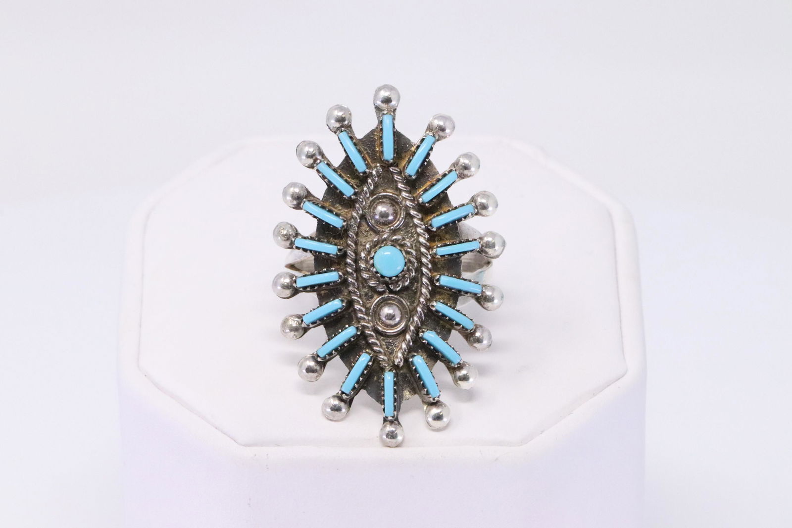 Native American Zuni Handmade Sterling Silver Turquoise (1 of 4)