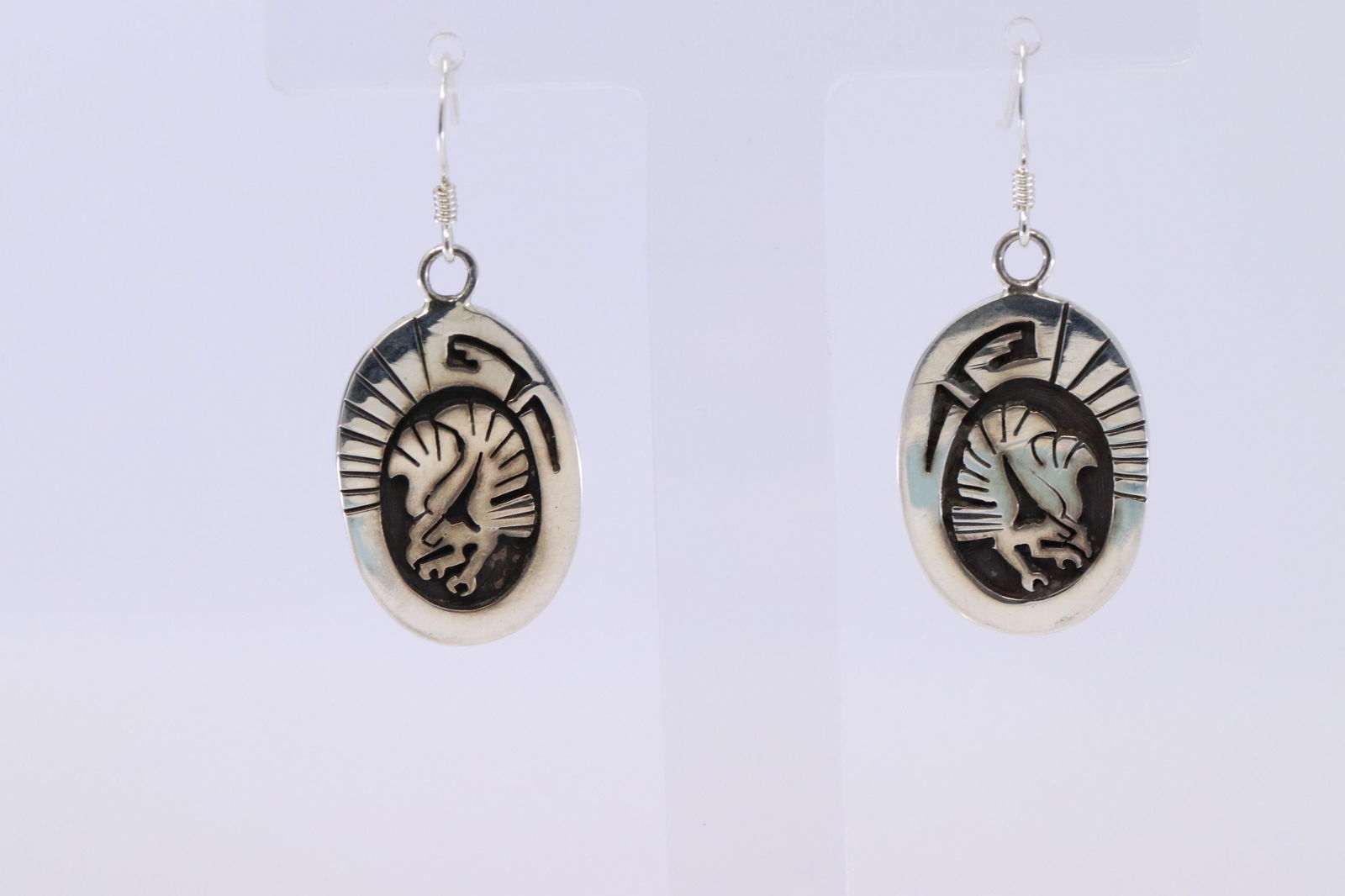 Native American Navajo Eagle Overlay Sterling Dangles (1 of 3)