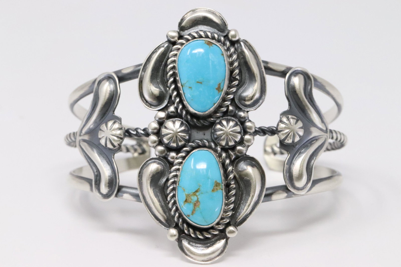 Native American Navajo Handmade Sterling Silver: This is a Native American Navajo Handmade Sterling Silver Turquoise Bracelet by Jeff James.