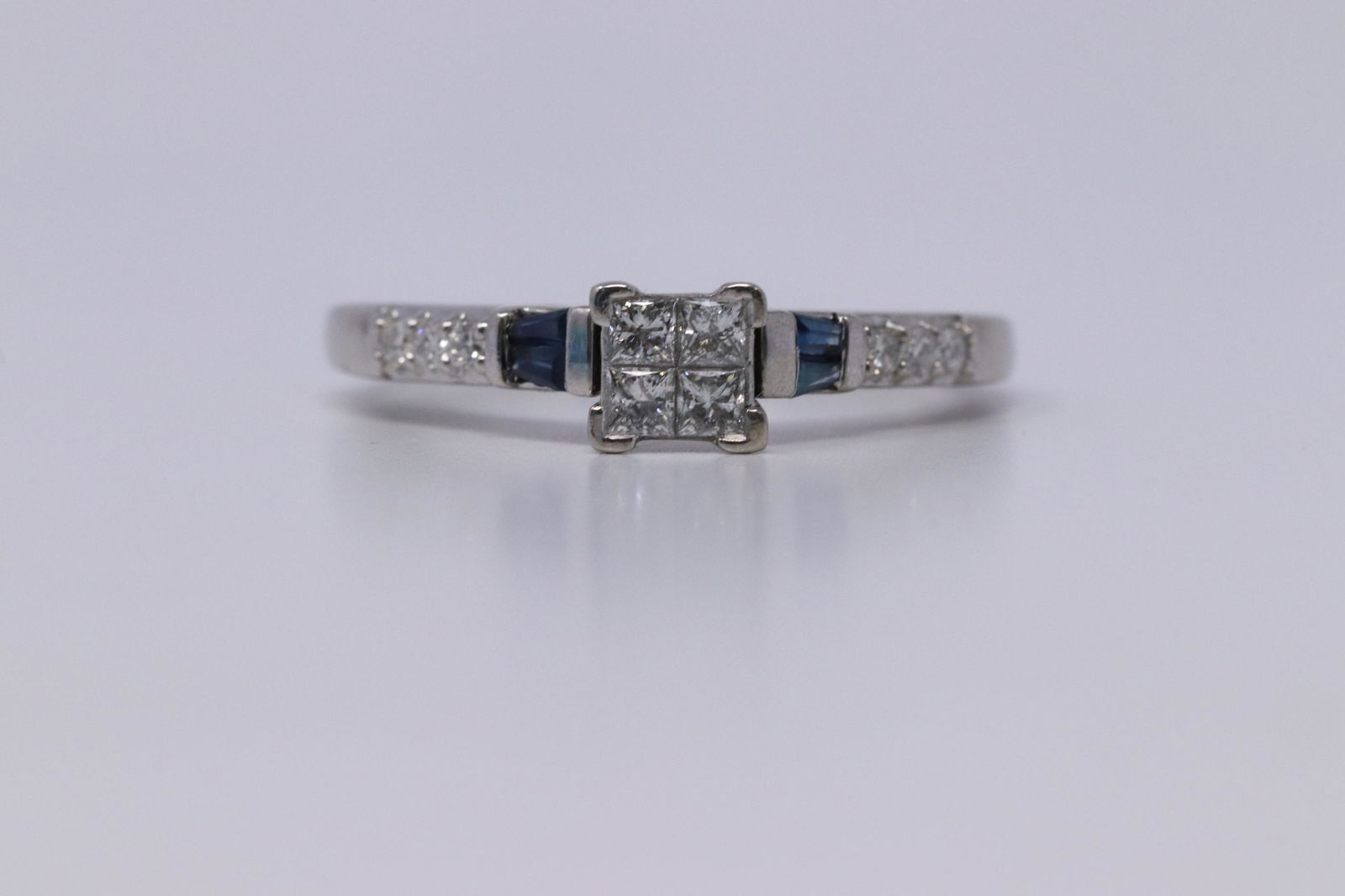 Diamond and Sapphire Engagement ring white gold (1 of 3)