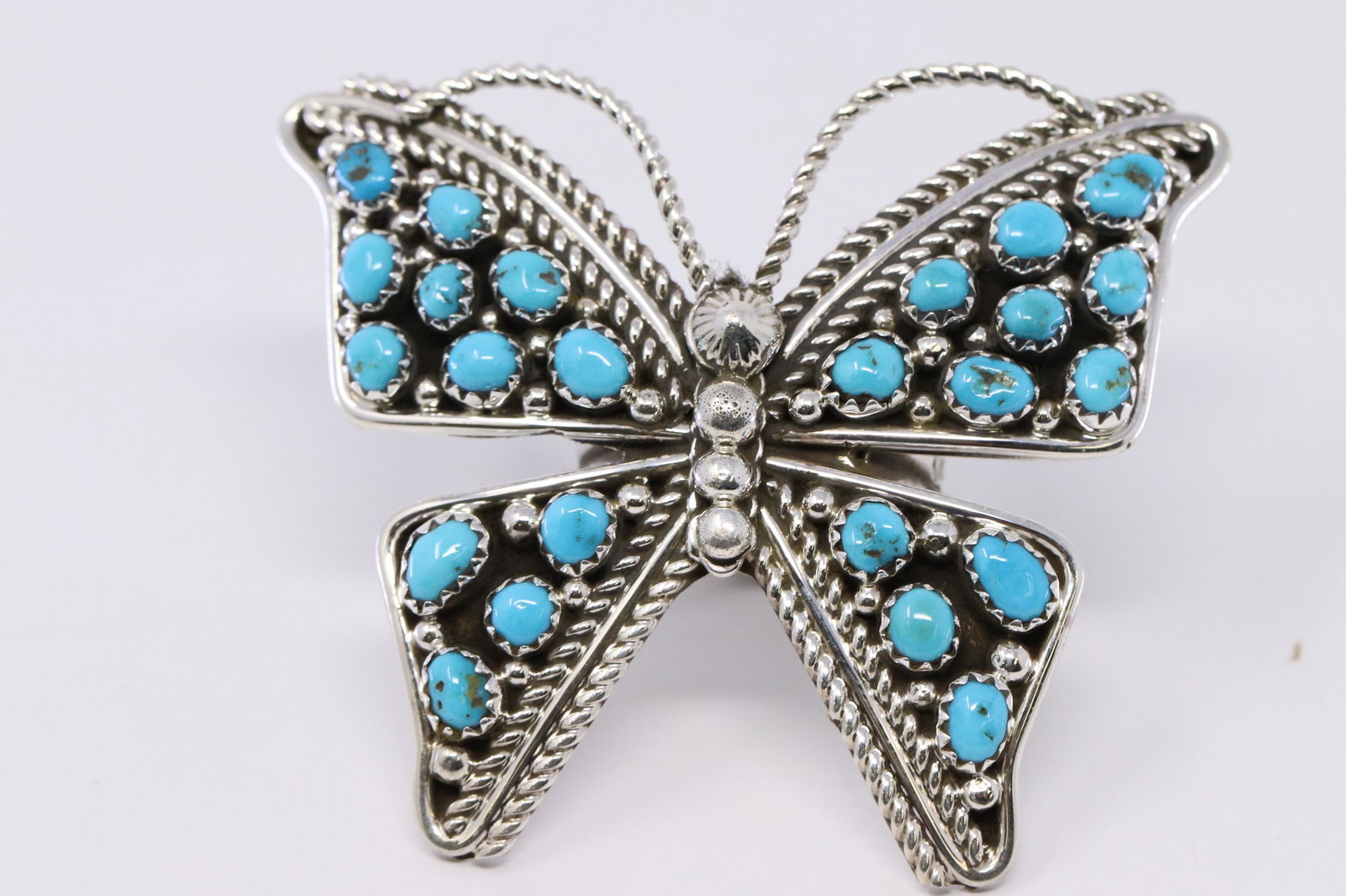 Navajo Native Kingman Turquoise Butterfly Ring Handmade (1 of 3)