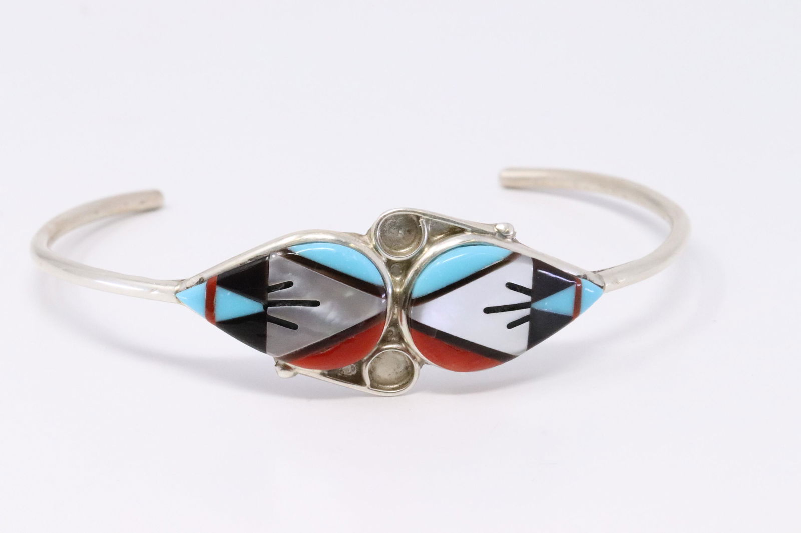 Native American Zuni Handmade Sterling Silver Inlaid (1 of 5)