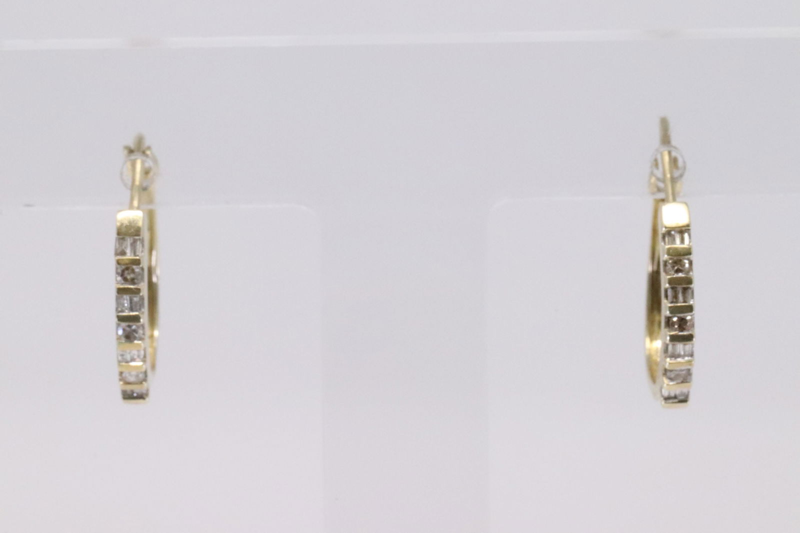 14Kt Huggie Diamond Earrings. (1 of 4)