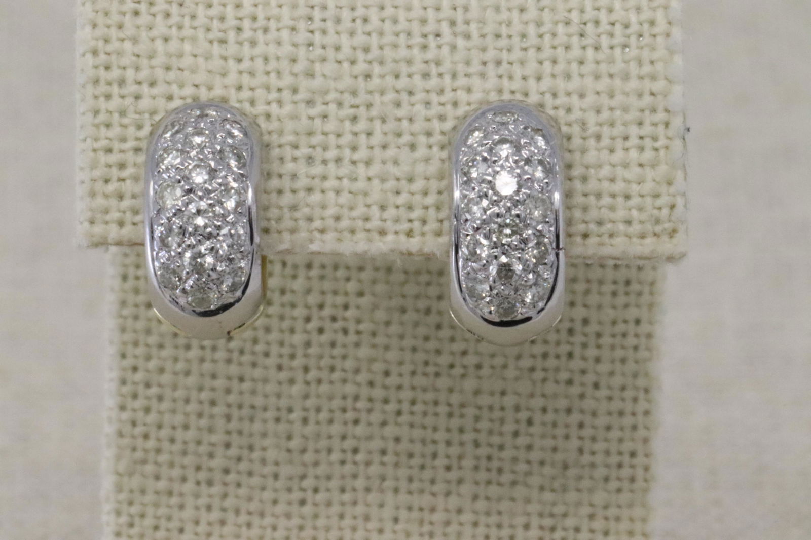 18Kt 2 Tone Diamond Hoop Earrings (1 of 3)