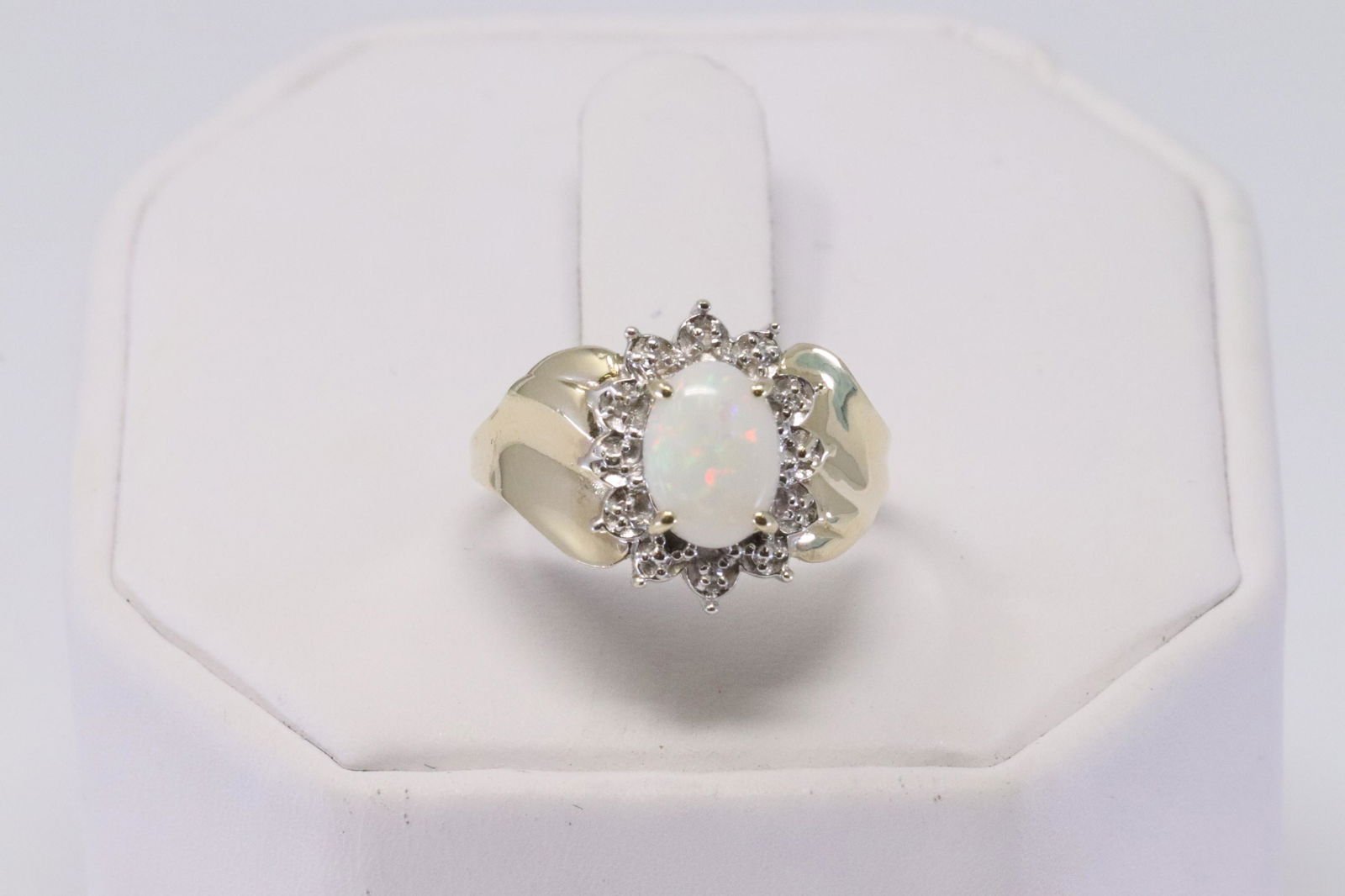 10Kt Diamond Opal Ring . (1 of 4)