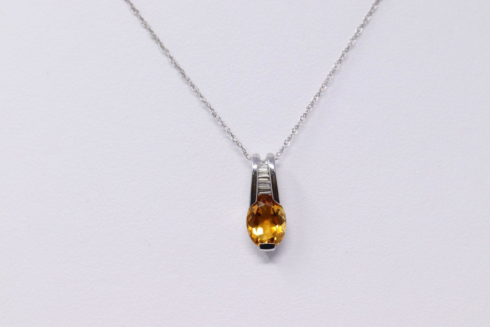 Citrine 14k white gold Pendant with Diamond Accent (1 of 2)