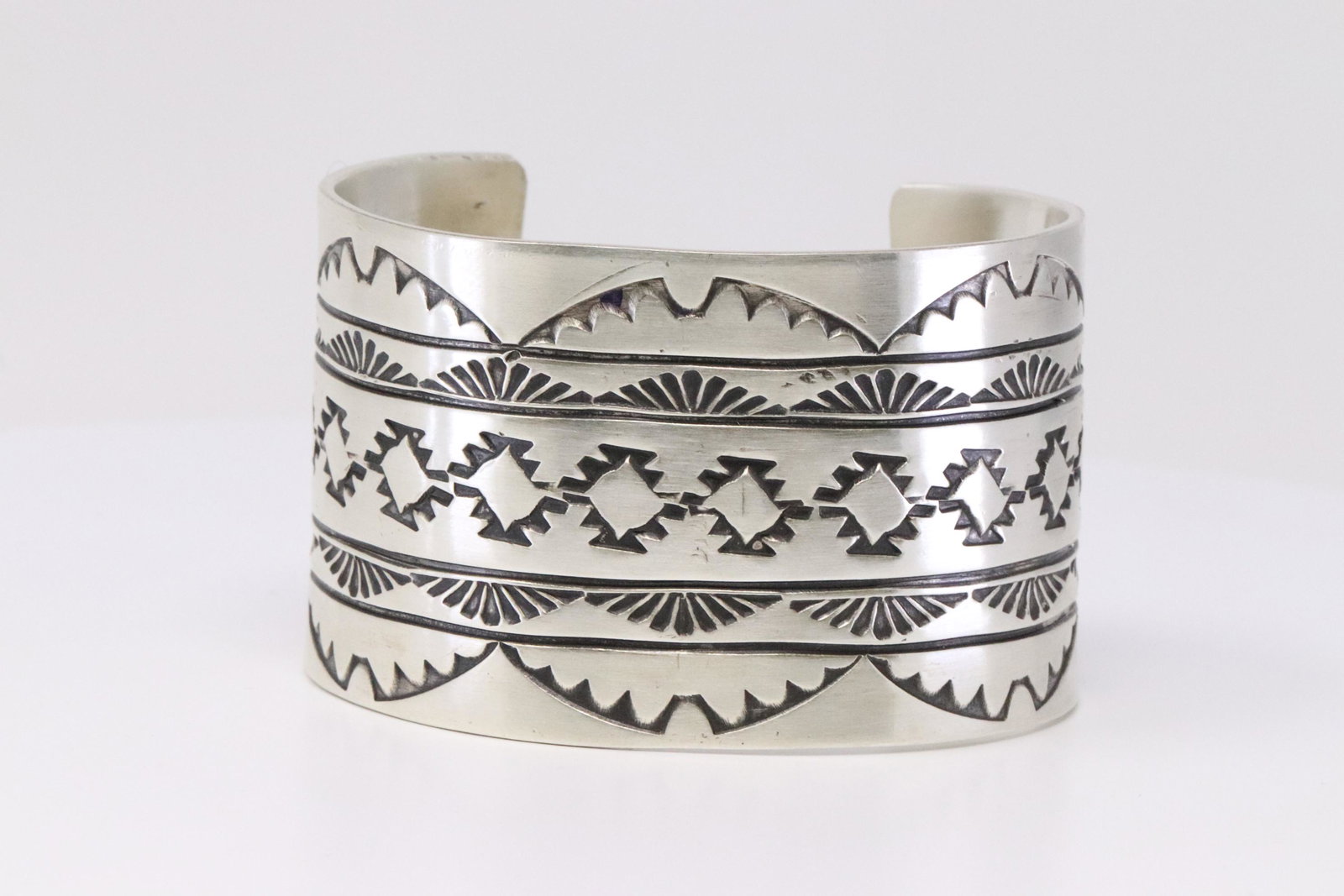 Native American Navajo Handmade Sterling Silver Solid: This is a Native American Navajo Handmade Sterling Silver Solid Bracelet By Rick Enrico