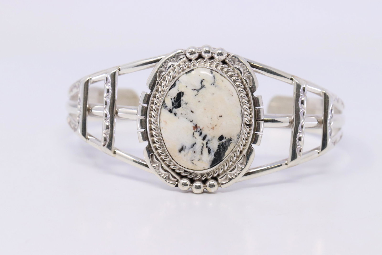 Native American Navajo Handmade Sterling Silver: This is a Native American Navajo Handmade Sterling Silver Magnesite Bracelet By Lorraine Yellow.