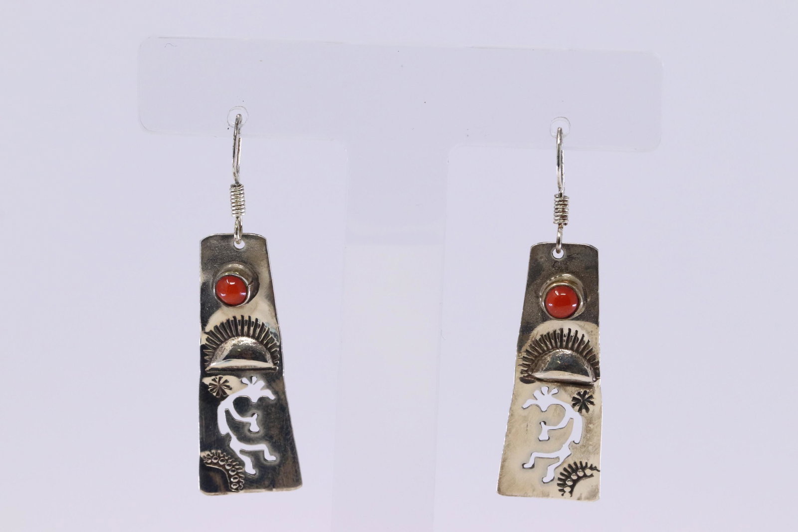 Native American Navajo Handmade Sterling Silver Coral: This is a Native American Navajo Handmade Sterling Silver Coral Earring's By Jeff James junior.