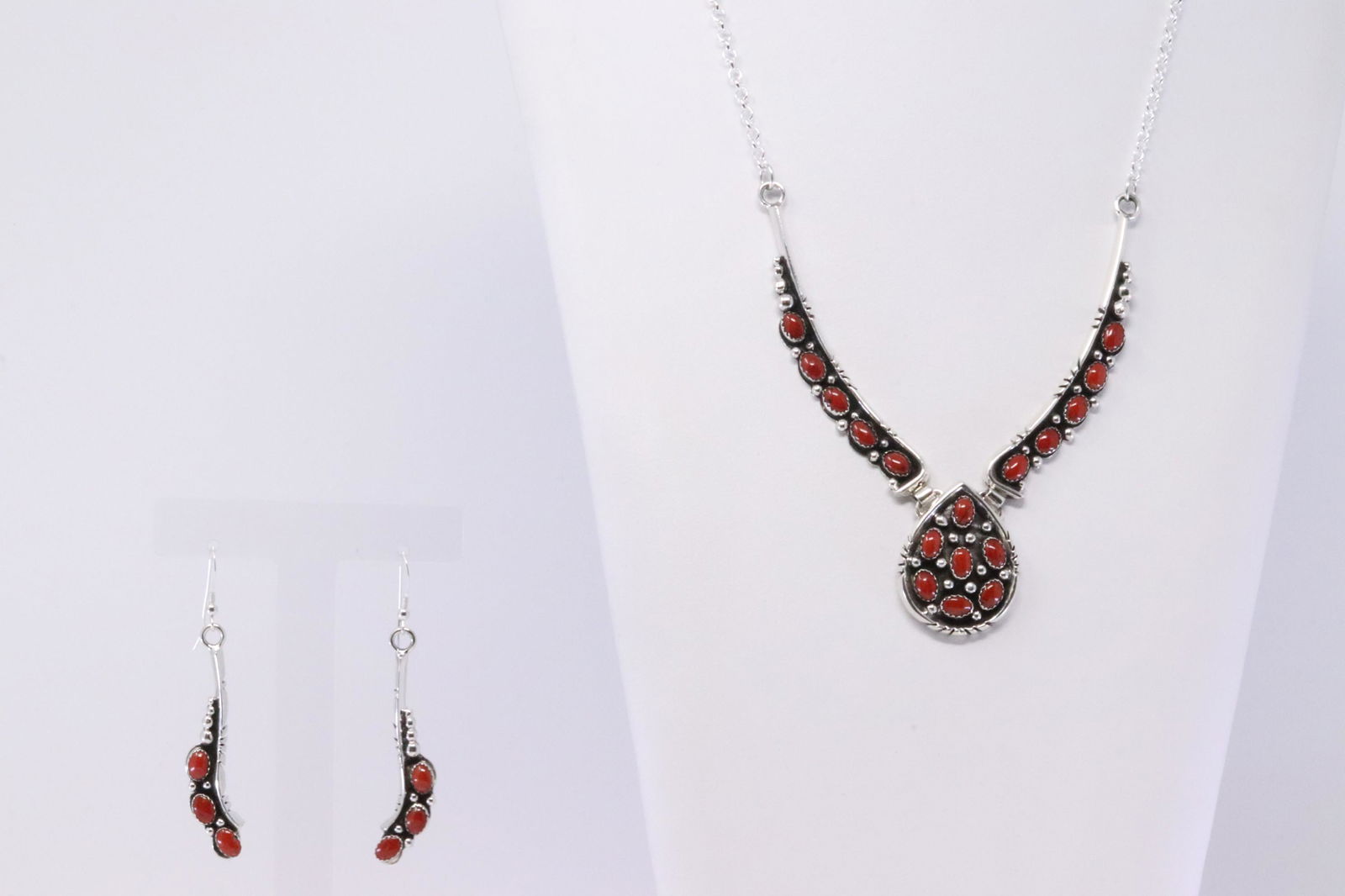 Native American Handmade Sterling Silver Navajo Coral (1 of 5)