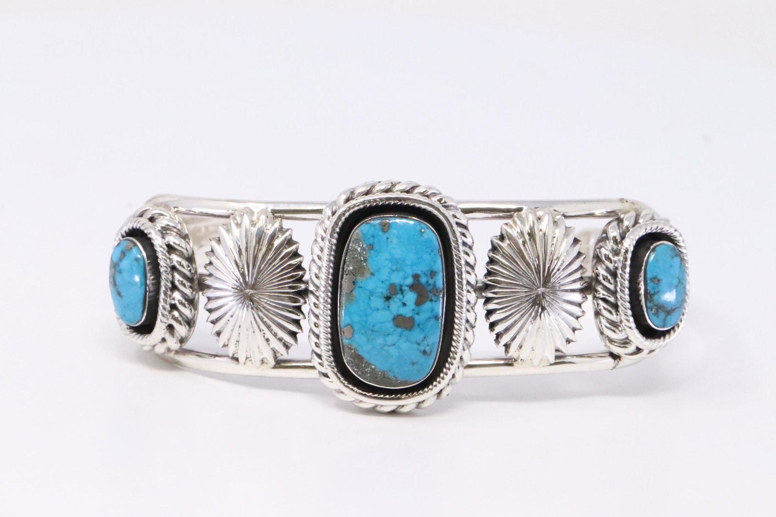 Native American Navajo Handmade Sterling Silver: This is a Native American Navajo Handmade Sterling Silver Turquoise Bracelet by Daniel Benally. REF: R.B