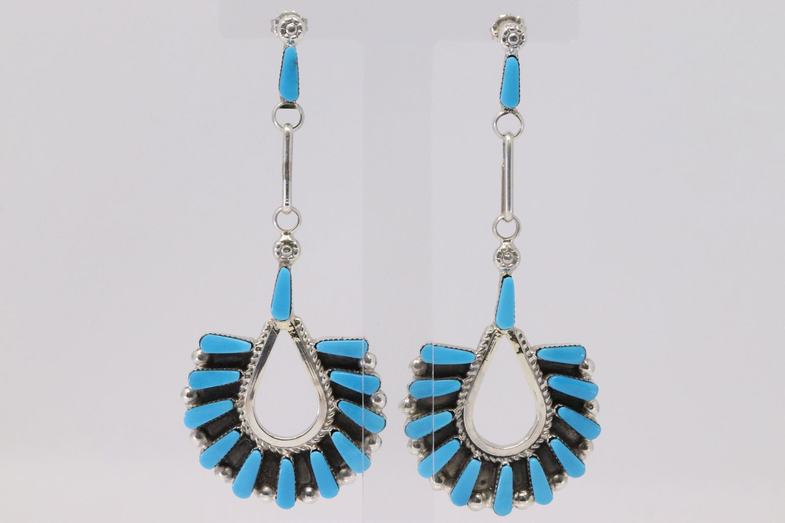 Native American Zuni Handmade Sterling Silver Turquoise (1 of 4)