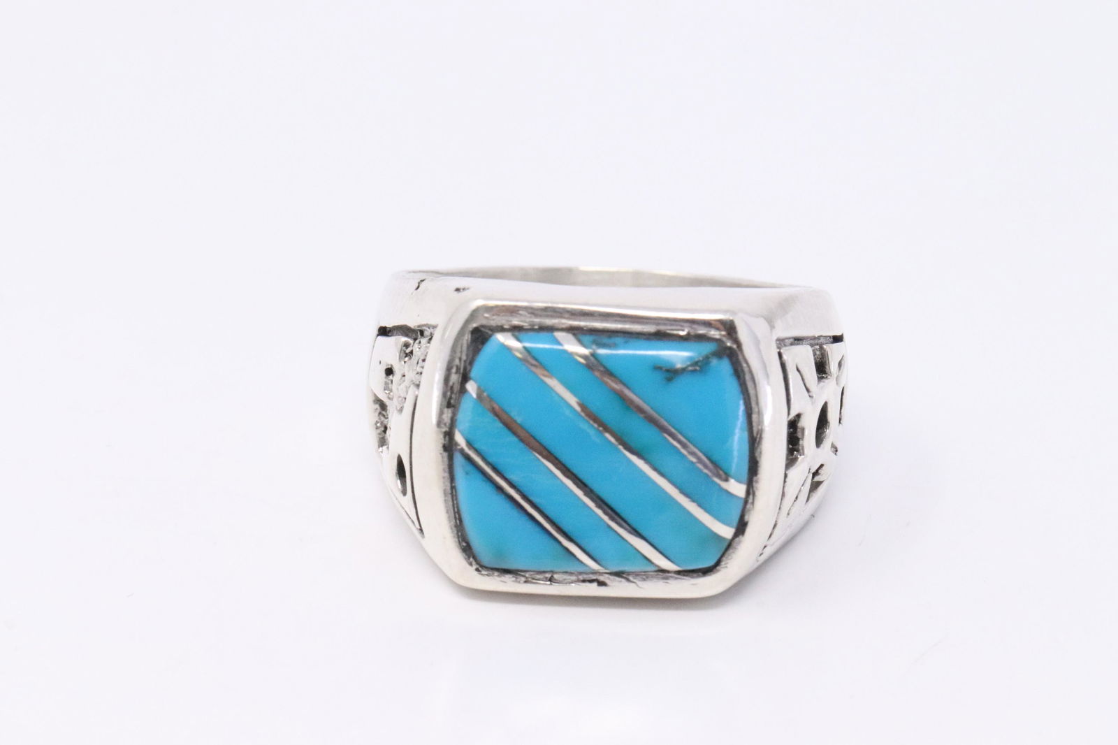 Native American Zuni Handmade Sterling Silver Turquoise (1 of 3)