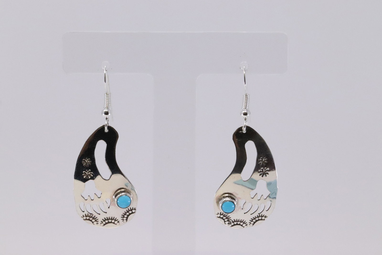 Native American Handmade Sterling Silver Navajo: This is a Native American Handmade Sterling Silver Navajo Turquoise Dangling Earring's By Jeff James Jr.