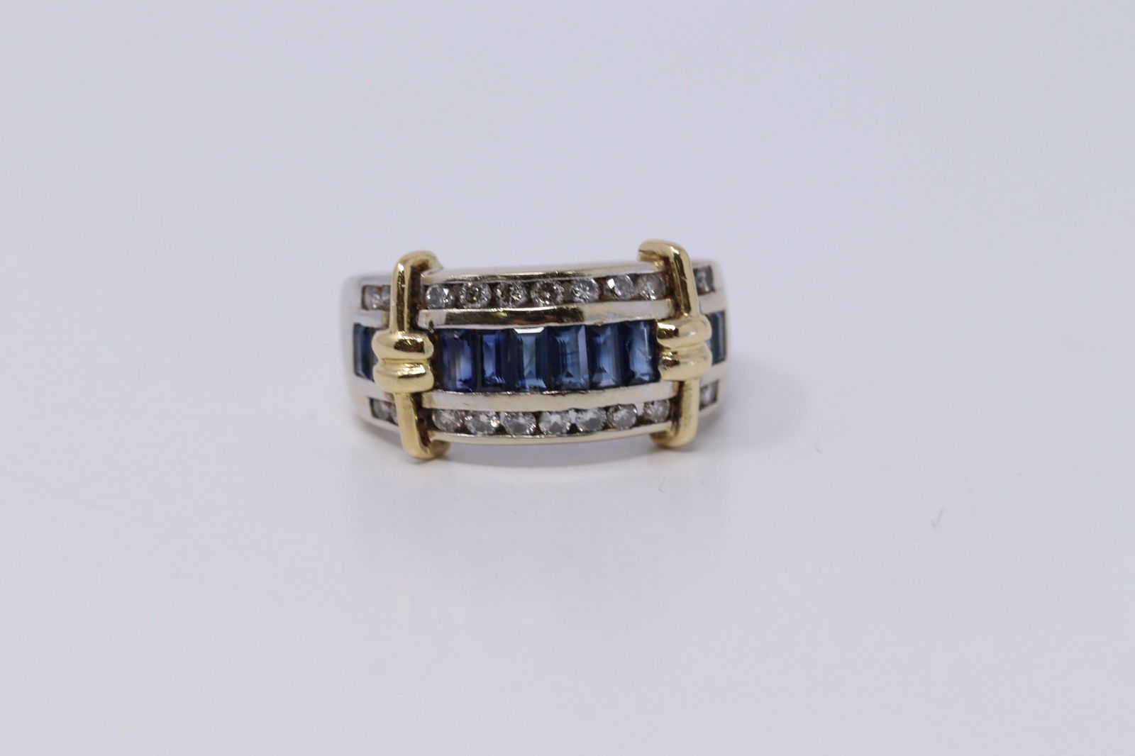 Vintage 18K White Gold Two Tone Diamond and Sapphire (1 of 5)