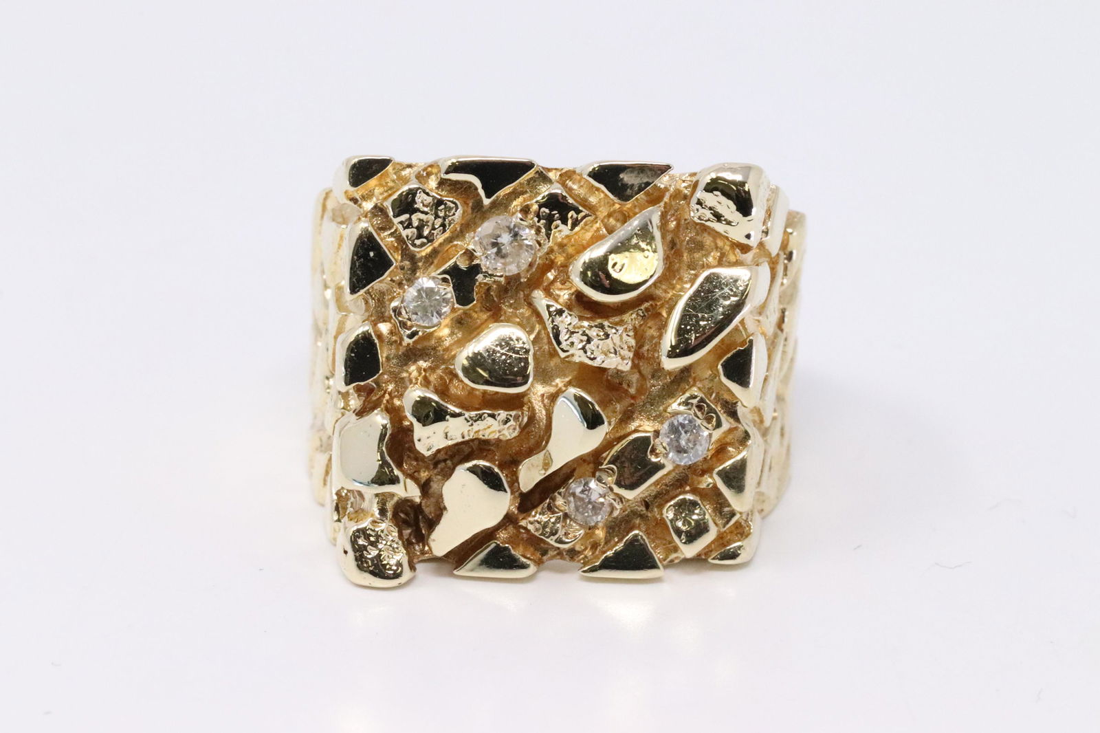 14KT Men's Nugget Diamond Ring (1 of 5)